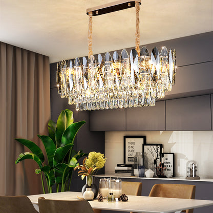 Luxury LED Ring Crystal Living Room Hanging Lamp