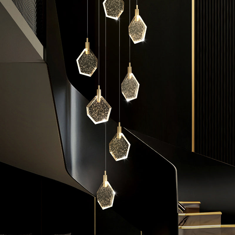 Modern Crystal Stair Suspended Villa LED Stair Pendant Light