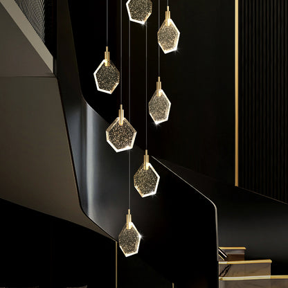 Modern Crystal Stair Suspended Villa LED Stair Pendant Light