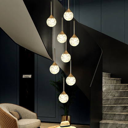 Modern Villa Loft Crystal LED Stair Chandelier