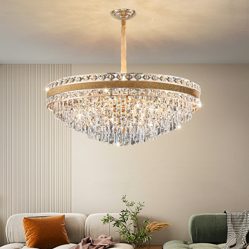 Modern Luxury Gold Iron Crystal Chandelier