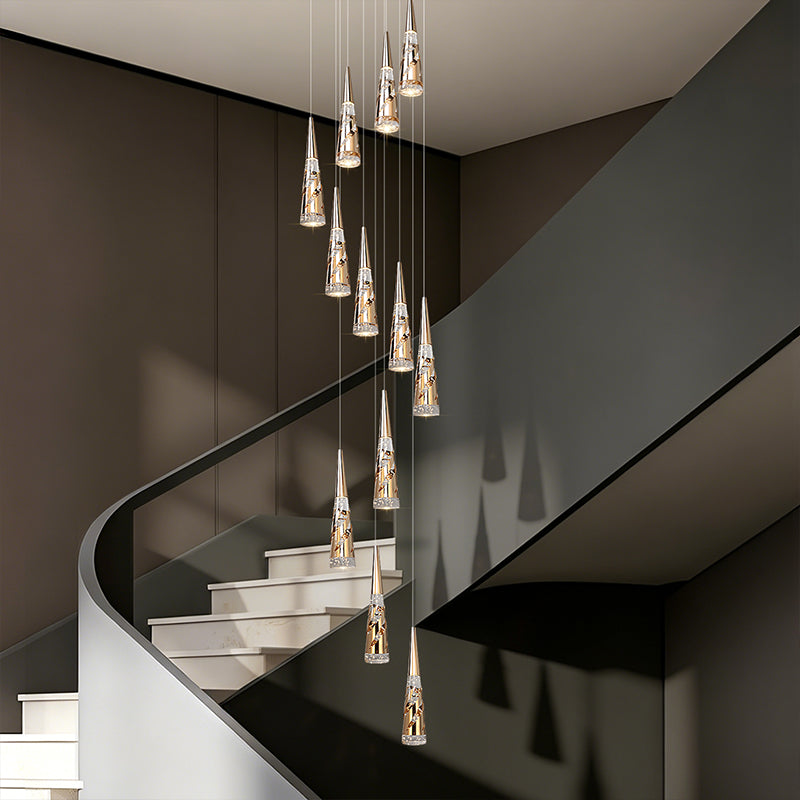 Modern Crystal Chandelier Loft Pendant Light Chandelier for Stairs Designer Pendant Lamp Suspension Ceiling Light