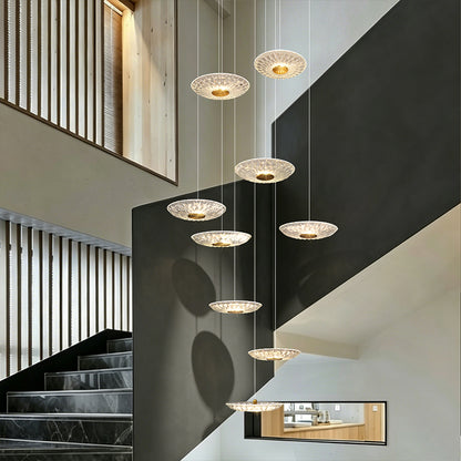 Luxury Glass Long Duplex Attic Stair Chandelier