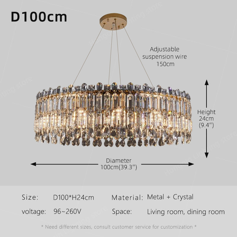 Luxury Villa Living Room Crystal High-end Hanging Chandelier