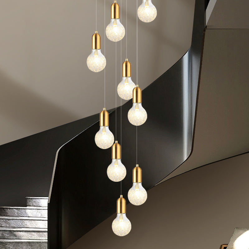 Modern Luxury Long Glass Stairs Chandelier