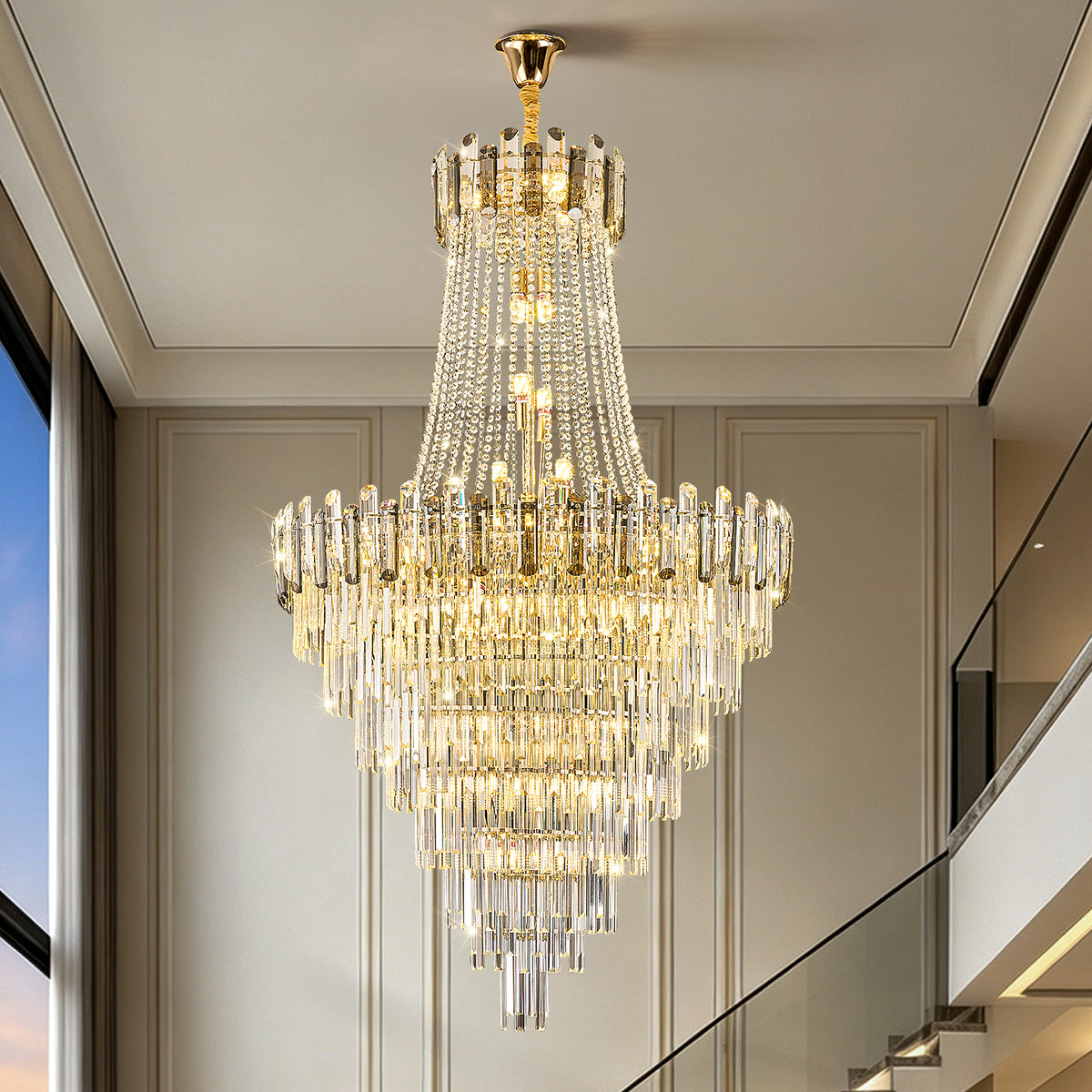 Luxury Duplex Loft Villa Living Room Chandelier