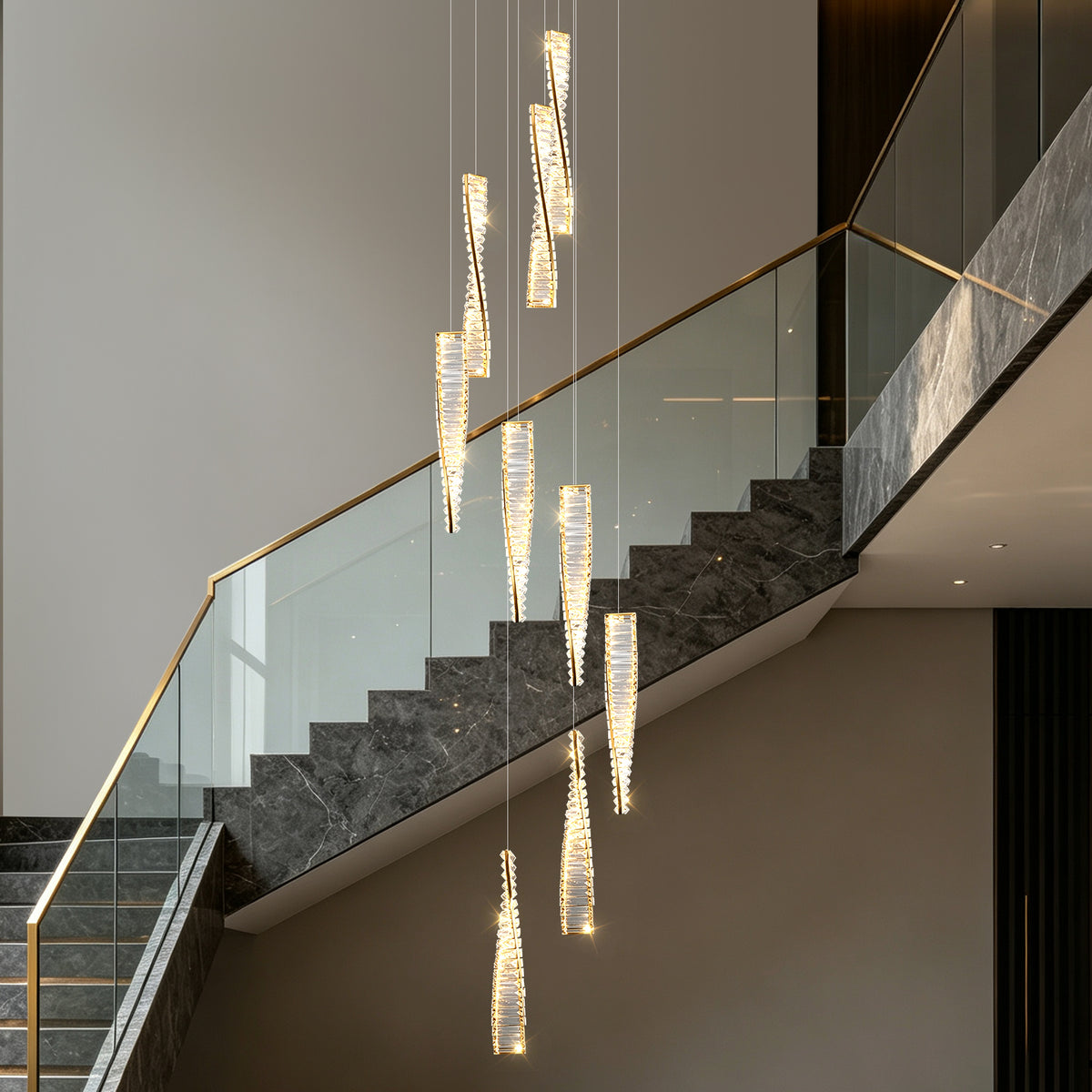 Luxury Spiral Staircase Crystal Chandelier