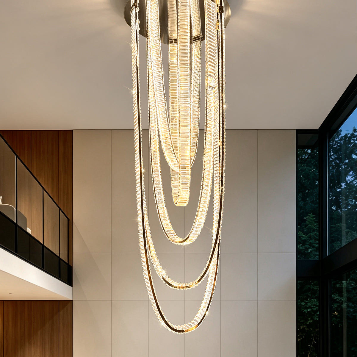 Modern Crystal Living Room Duplex Loft Hall High Chandelier