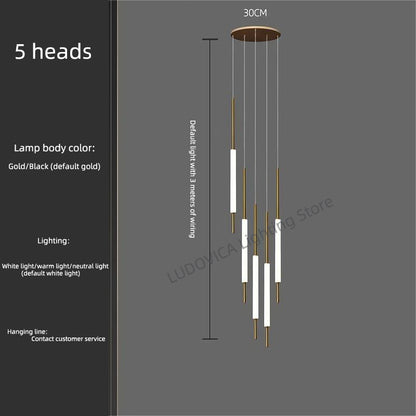 Duplex Attic Staircase Chandelier Long LED Chandelier Stair Pendant Dining Room Stair Chandeliers