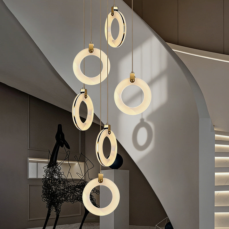 Stair Chandelier Nordic Minimalist Marble Staircase Pendant Light Villa Staircase High Ceiling Chandelier Luxury Lighting