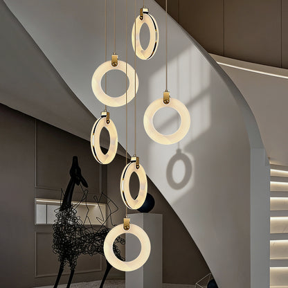 Stair Chandelier Nordic Minimalist Marble Staircase Pendant Light Villa Staircase High Ceiling Chandelier Luxury Lighting