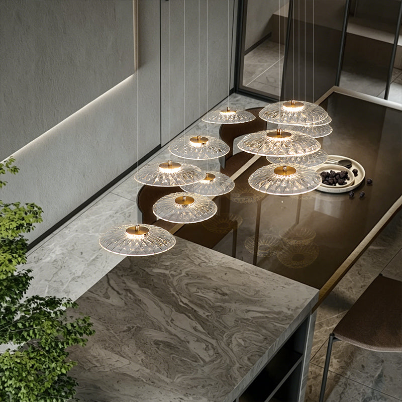 Luxury Chandelier Ripple Water Glass Pendant Lamp Living Room Dining Room Dining Table Kitchen Island Bar Art Hanging Lights