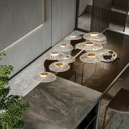 Luxury Chandelier Ripple Water Glass Pendant Lamp Living Room Dining Room Dining Table Kitchen Island Bar Art Hanging Lights