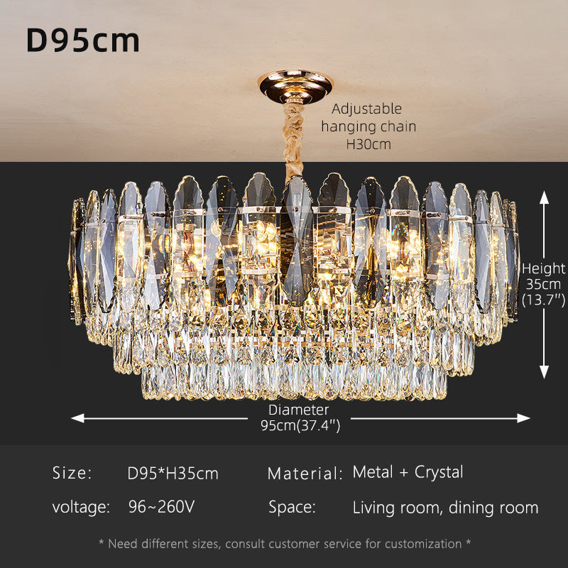 Luxury LED Ring Crystal Living Room Hanging Lamp
