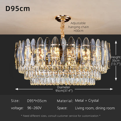 Luxury LED Ring Crystal Living Room Hanging Lamp