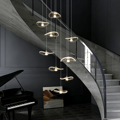 Indoor Rotating Staircase Hanging Lights Nordic Minimalist Villa Staircase Glass High Ceiling Chandelier Luxury Lighting
