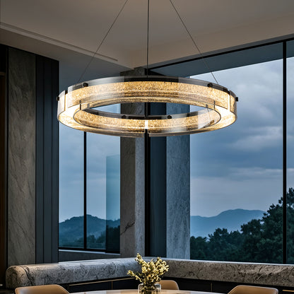 Modern Double Ring LED Suspension Chandelier