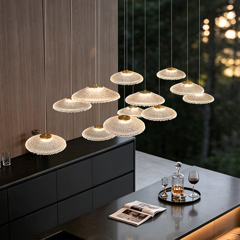Ripple Water Glass Chandelier Dining Table Kitchen Dining Room Art Chandelier Island Bar Pendant Lamp