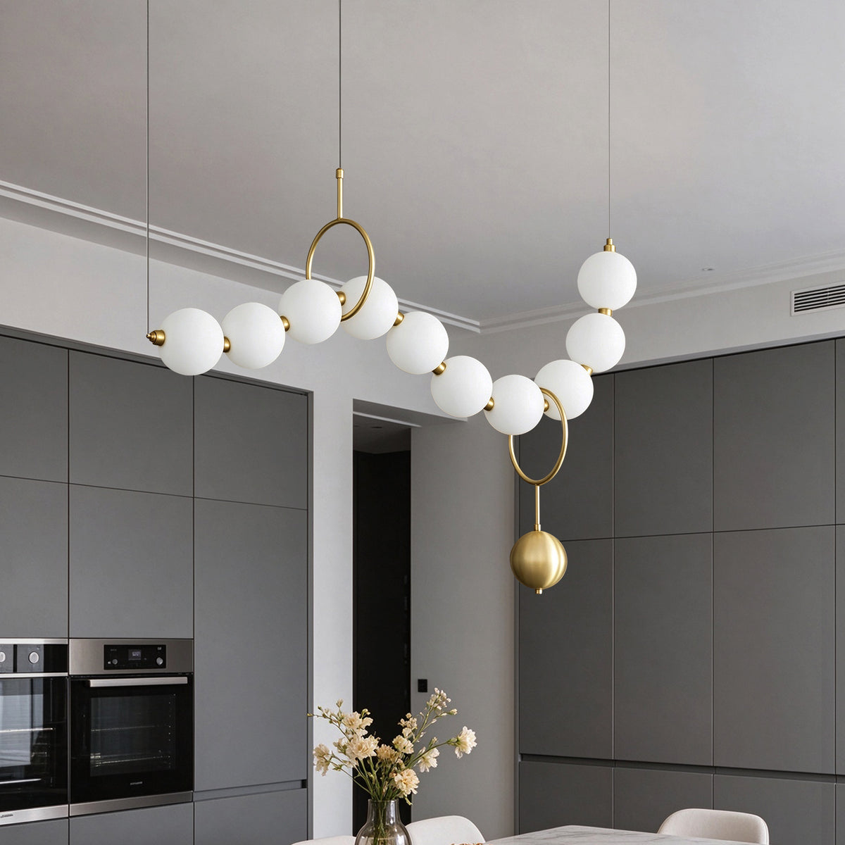Modern Dining Room Kitchen Long ball Chandelier