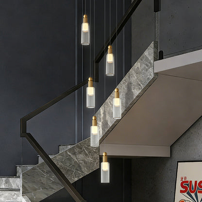 Modern Glass Chandelier for Stairs Sitting Room Villa Staircase Chandelier High Ceiling Pendant Lights Staircase Hanging Lamp