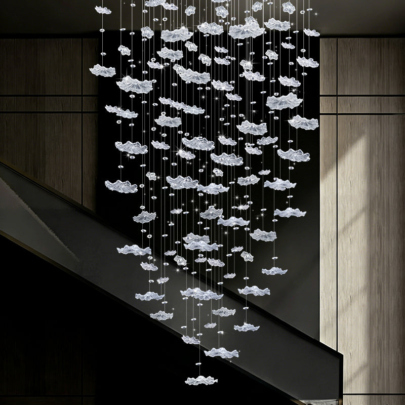 Stair Lighting Chandelier Villa Staircase High Ceiling Chandelier Glass Duplex Loft Hanging Lamp Long Pendant Light Staircase