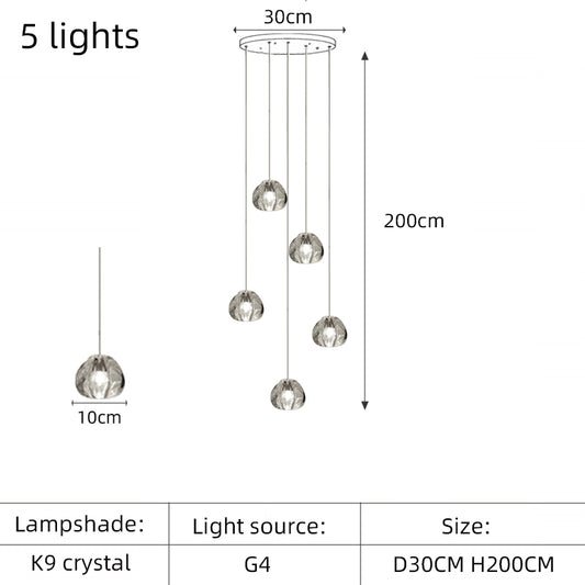 Modern Crystal Chandelier Loft Pendant Light