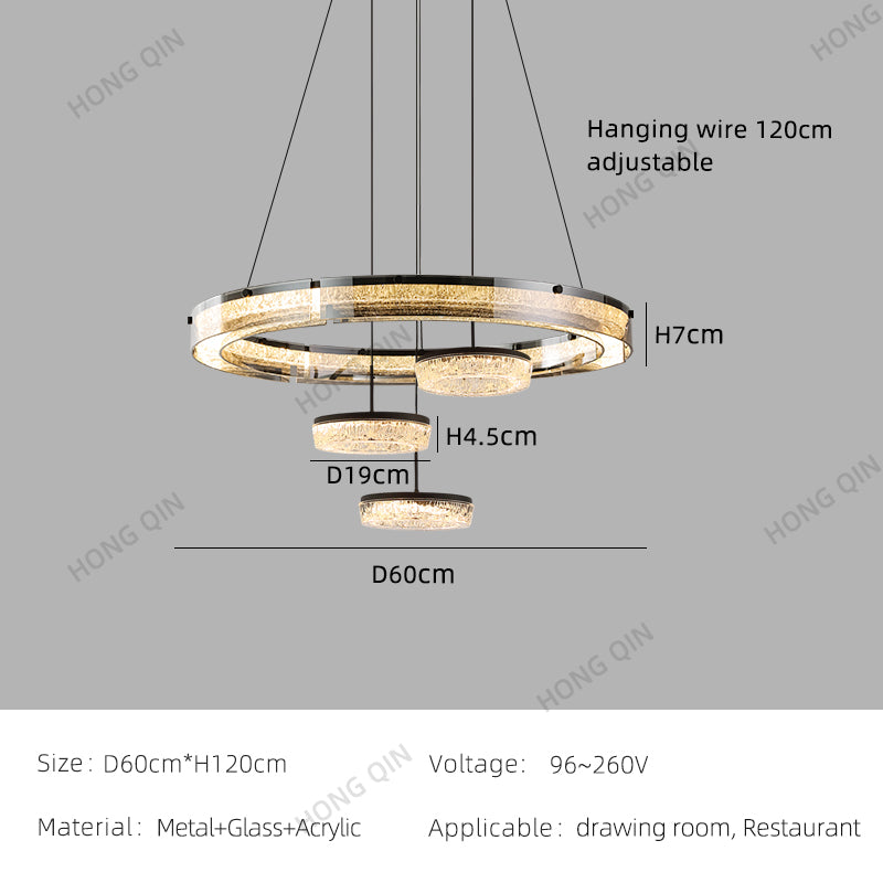 Luxury LED Ring Living Room Hanging Lamp