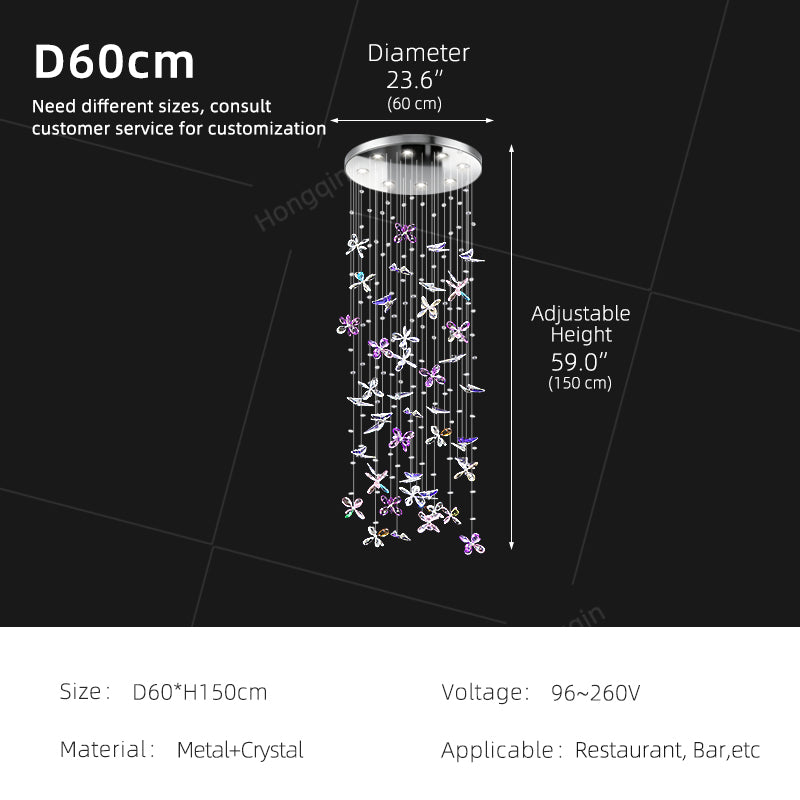 Chandelier Over the Dining Table Kitchen Island Pendant Light Dining Room Butterfly Design Chandelier Crystal Hanging Lamp
