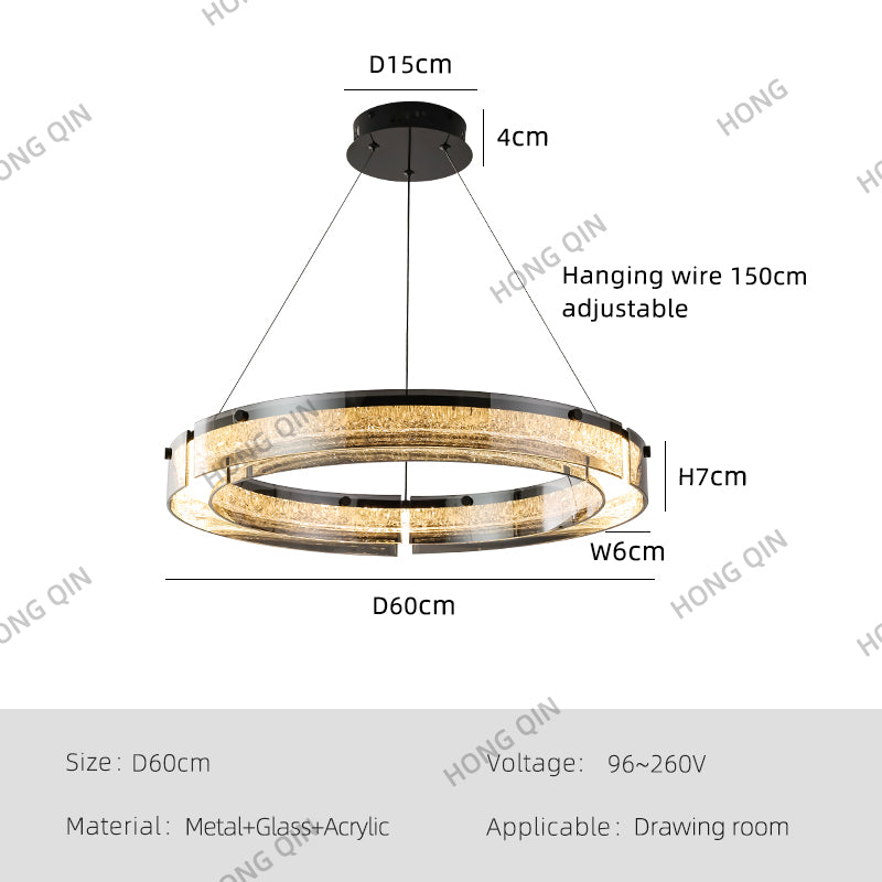 Modern Double Ring LED Suspension Chandelier