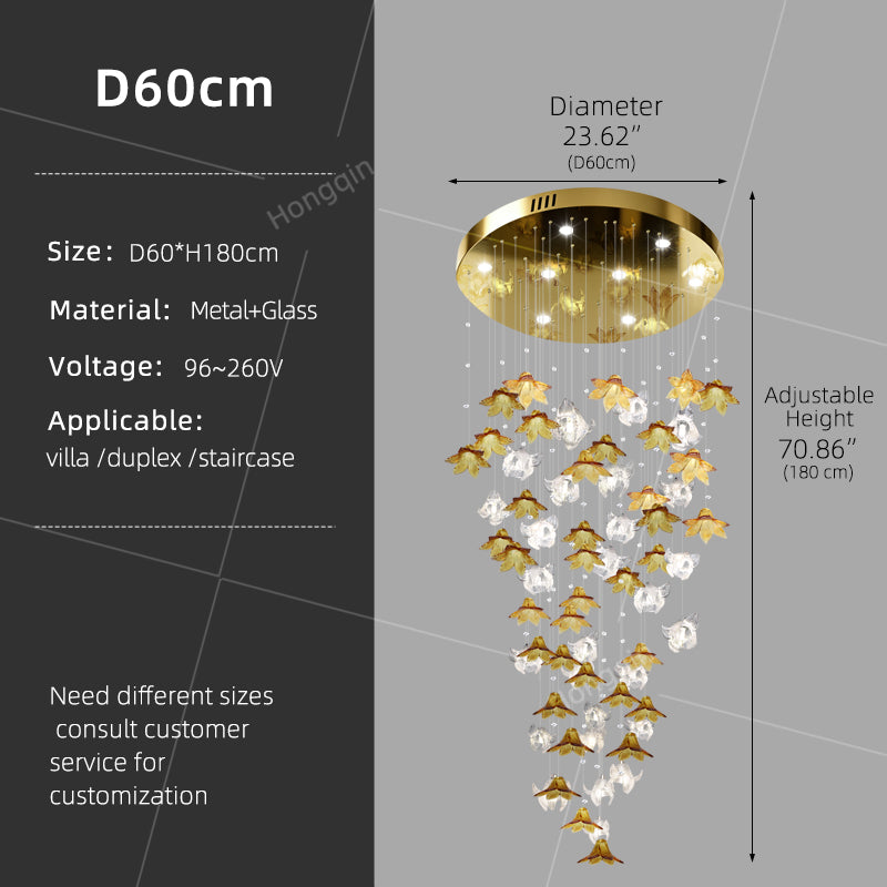 Dining Room Chandeliers Modern Villa Dining Table Island Pendant Lamp Creative Glass Flower Hanging Lamp