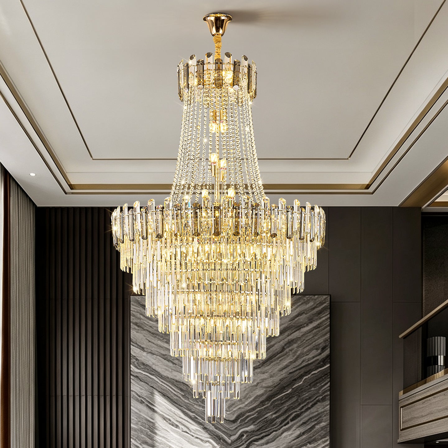 Luxury Duplex Loft Villa Living Room Chandelier