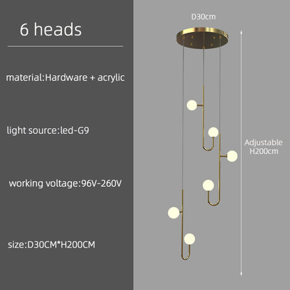 Modern Villa Staircase Long LED Pendant Lamp
