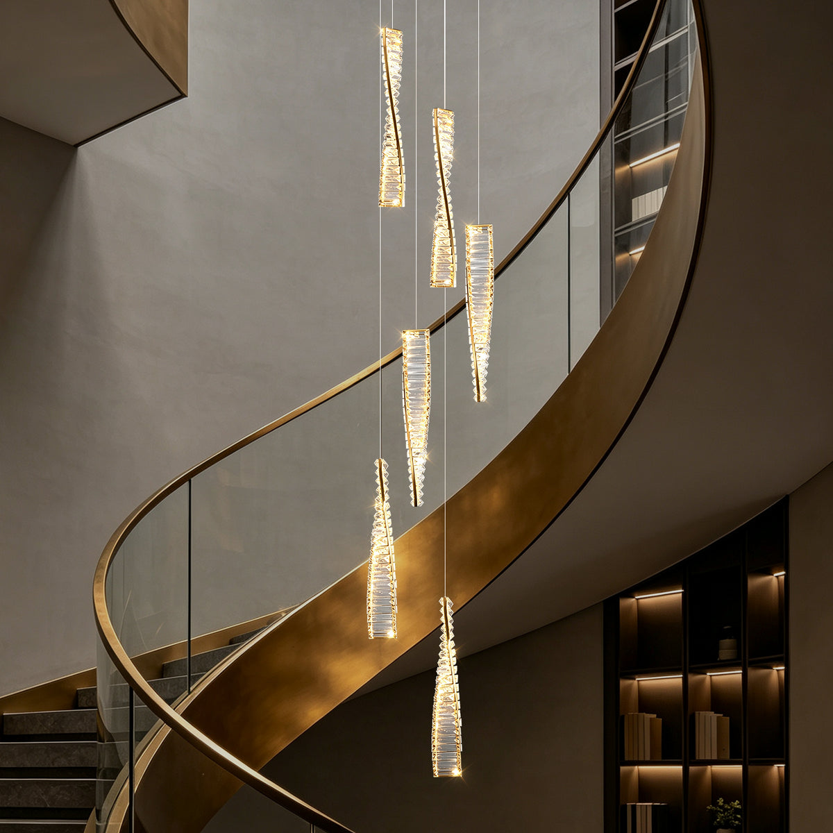 Luxury Spiral Staircase Crystal Chandelier