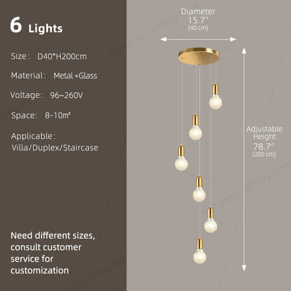 Modern Luxury Long Glass Stairs Chandelier