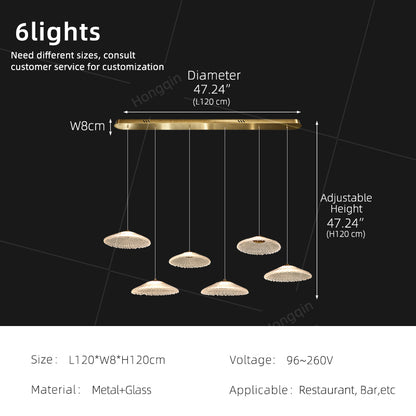 Ripple Water Glass Chandelier Dining Table Kitchen Dining Room Art Chandelier Island Bar Pendant Lamp