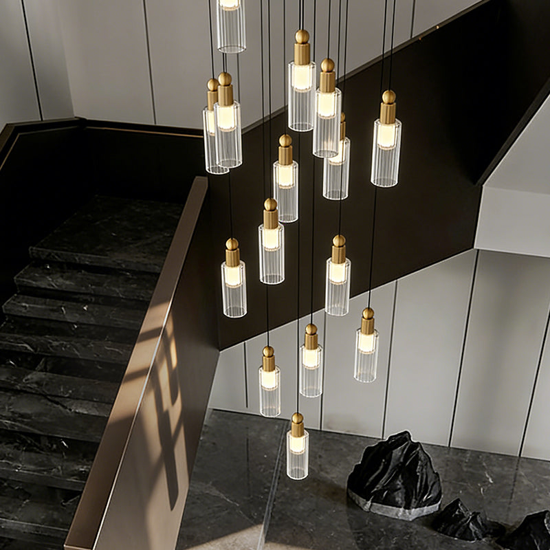 Modern Glass Chandelier for Stairs Sitting Room Villa Staircase Chandelier High Ceiling Pendant Lights Staircase Hanging Lamp