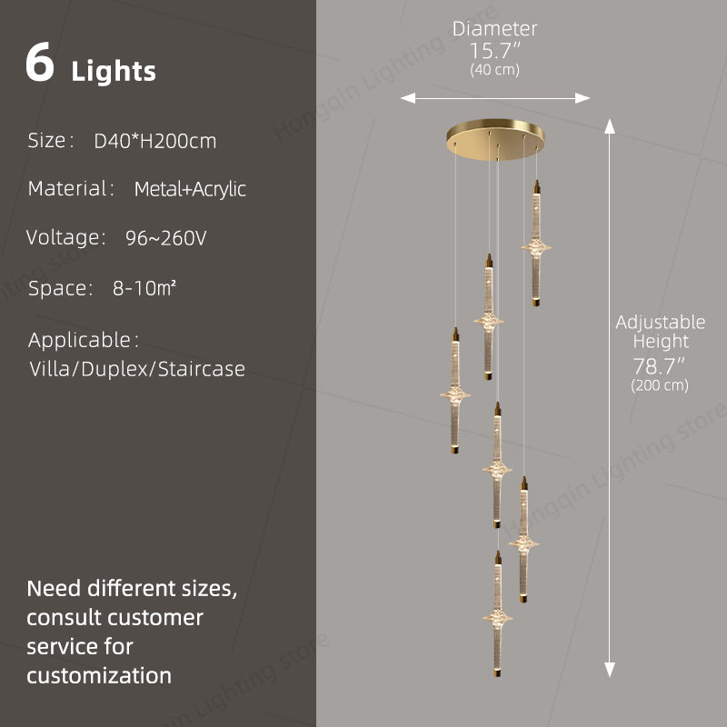 Modern High Long Staircase Chandelier