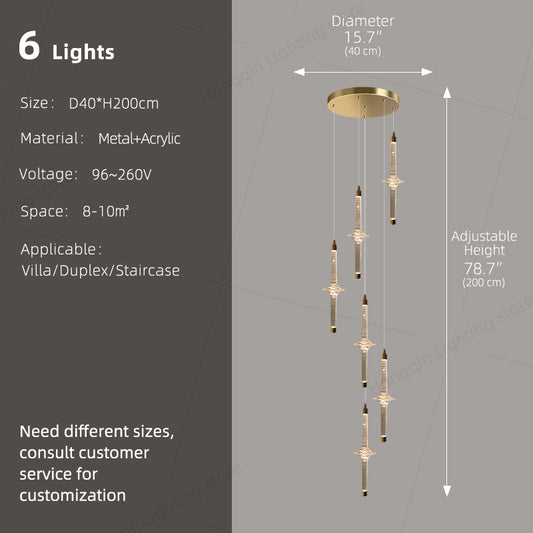 Modern High Long Staircase Chandelier