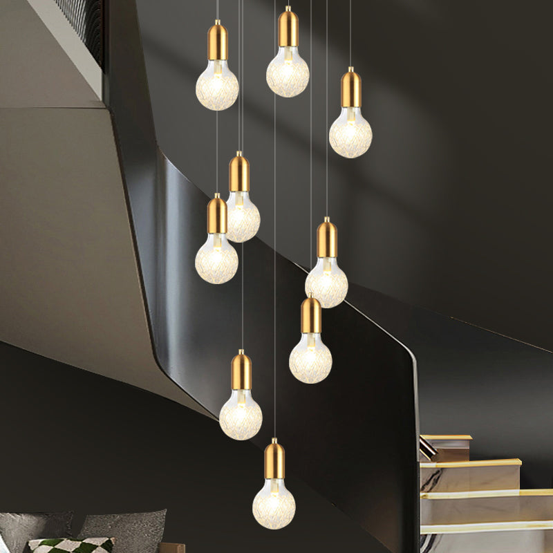 Modern Luxury Long Glass Stairs Chandelier