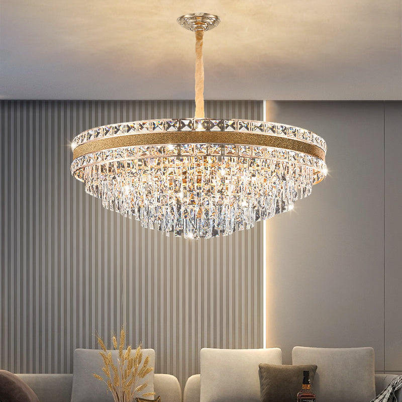 Modern Luxury Gold Iron Crystal Chandelier