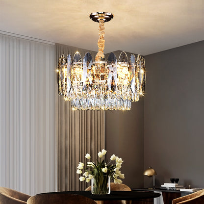 Luxury LED Ring Crystal Living Room Hanging Lamp