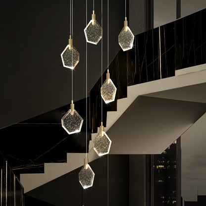 Modern Crystal Stair Suspended Villa LED Stair Pendant Light