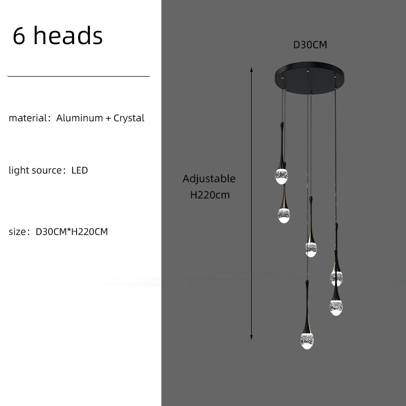 Staircase Long Villa Hote Luxury LED Chandelier