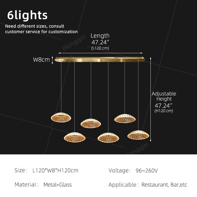 Luxury Ripple Water Glass Chandelier Living Room Kitchen High Ceiling Hanging Lights Art Dining Room Island Bar Pendant Lamp