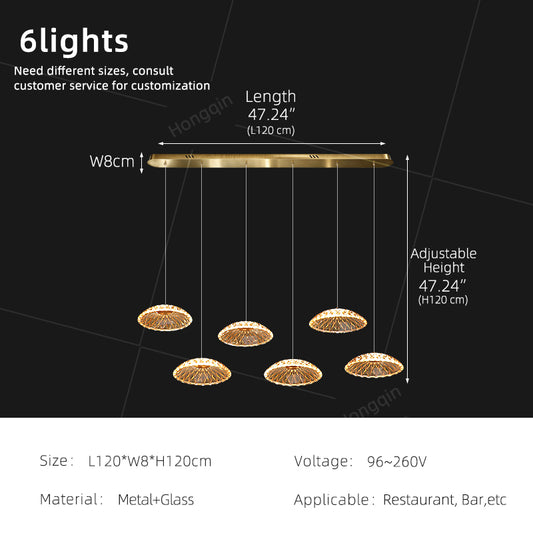 Luxury Ripple Water Glass Chandelier Living Room Kitchen High Ceiling Hanging Lights Art Dining Room Island Bar Pendant Lamp