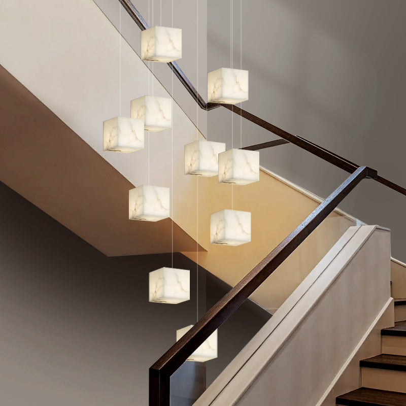 Nordic Chandelier Stairs High Ceiling Staircase Marble Chandelier