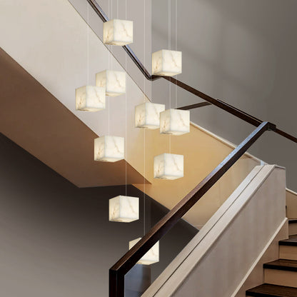 Nordic Chandelier Stairs High Ceiling Staircase Marble Chandelier