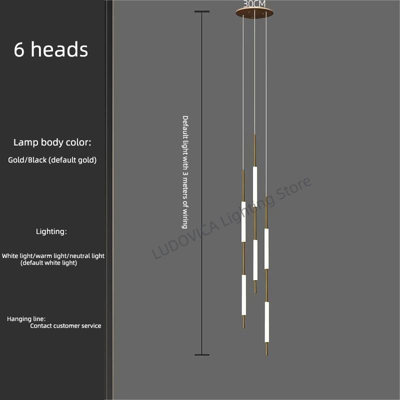 Modern Luxury Led Pendent Lamp Light Living Room Lighting Loft Ceiling Suspension Chandelier Staircase Chandeliers