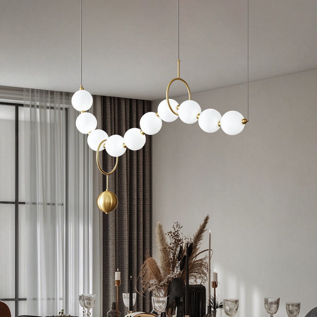Modern Dining Room Kitchen Long ball Chandelier