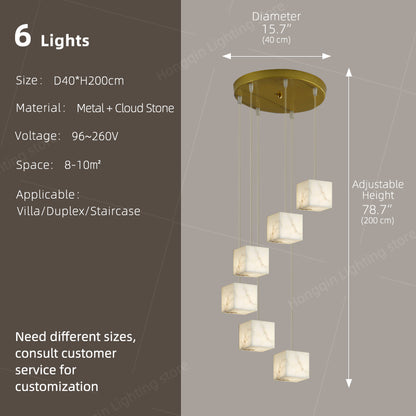 Nordic Chandelier Stairs High Ceiling Staircase Marble Chandelier